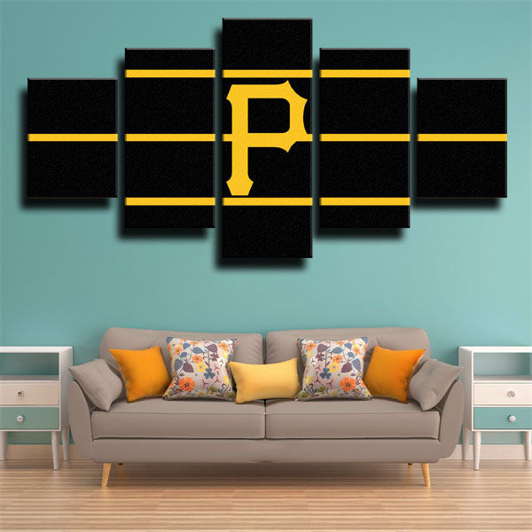 Pittsburgh Pirates Yellow Stripe Emblem Canvas Wall Art
