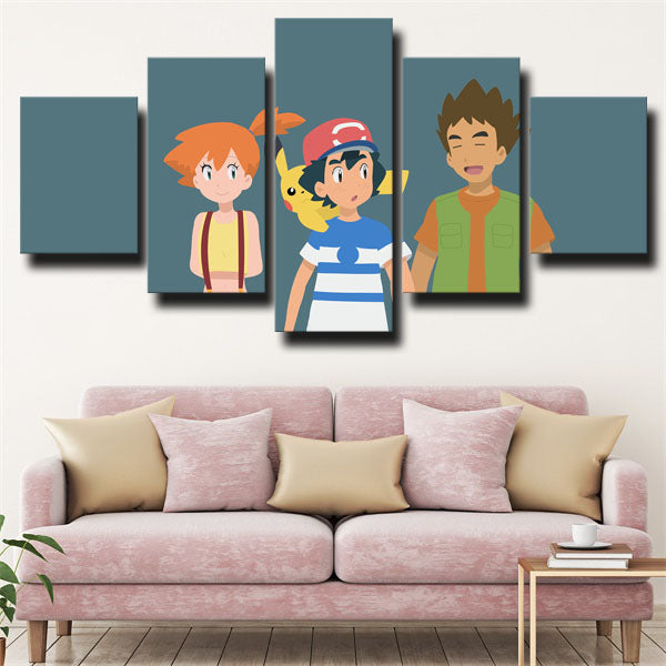 Pokemon Ash Ketchum And Brock And Misty Canvas Wall Art