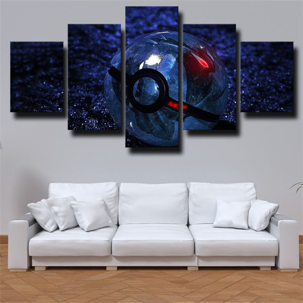 Pokemon Ball Blue Canvas Wall Art