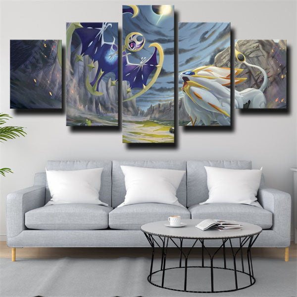 Pokemon Lunala Vs Solgaleo Canvas Wall Art
