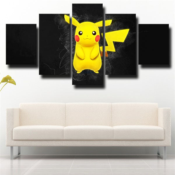 Pokemon Pikachu Black Canvas Wall Art