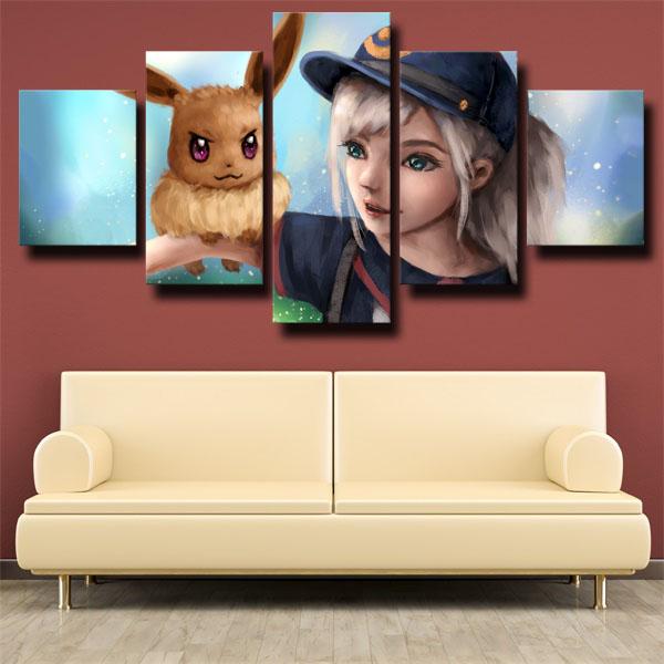 Pokemon Raichu And Eevee Canvas Wall Art