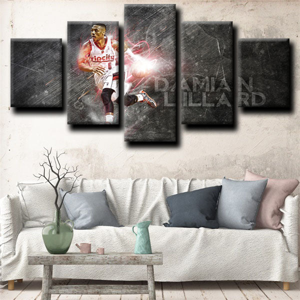 Portland Trail Blazer Guard Dame Damian Lillard Dark Canvas Wall Art
