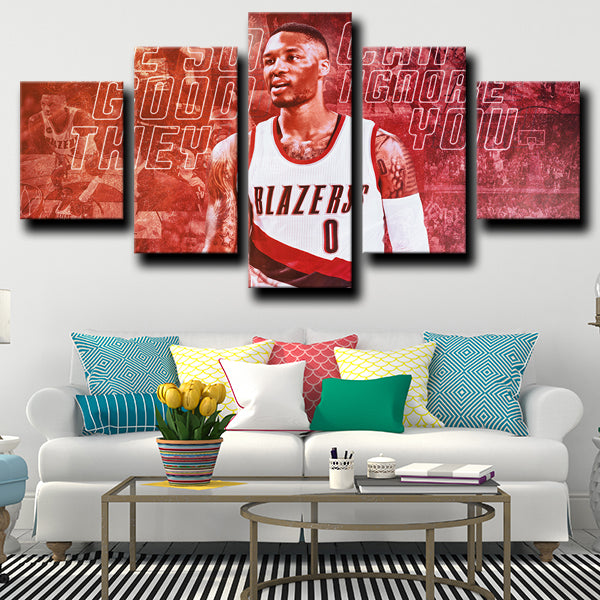 Portland Trail Blazers Full Guard Dame Damian Lillard Red Canvas Wall Art