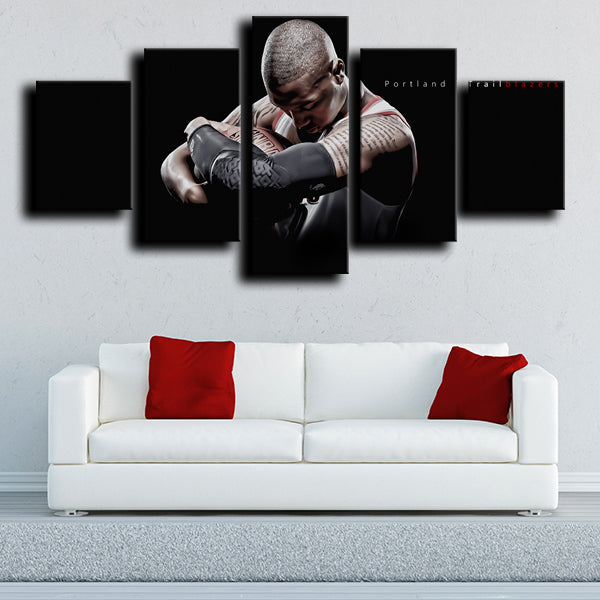 Portland Trail Blazers Full Guard Damian Lillard Black Canvas Wall Art