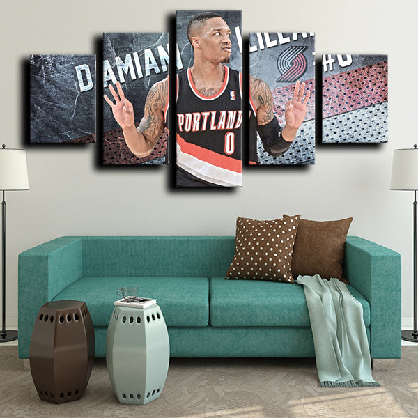 Portland Trail Blazers Full Guard Logo Damian Lillard Canvas Wall Art
