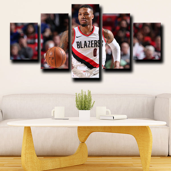 Portland Trail Blazers Guard Mvp Damian Lillard White And Red Canvas Wall Art