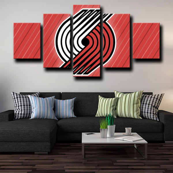 Portland Trail Blazers Logo Badge Red Canvas Wall Art