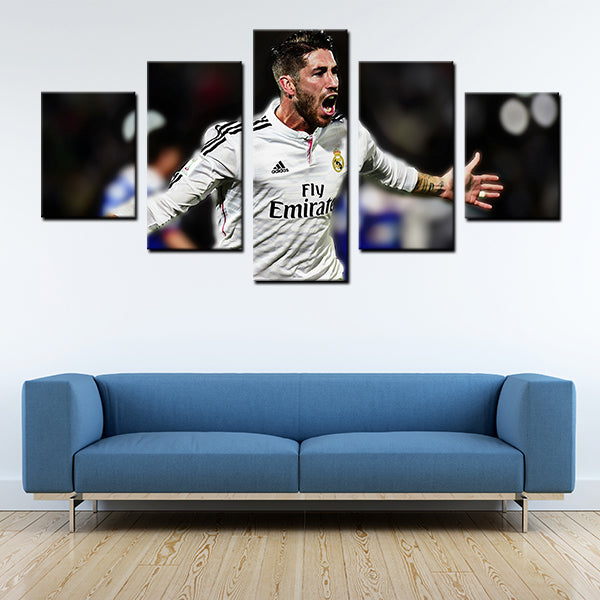 Real Madrid Back Water Sergio Ramos Canvas Wall Art