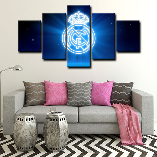 Real Madrid Cf Badge Shining Canvas Wall Art