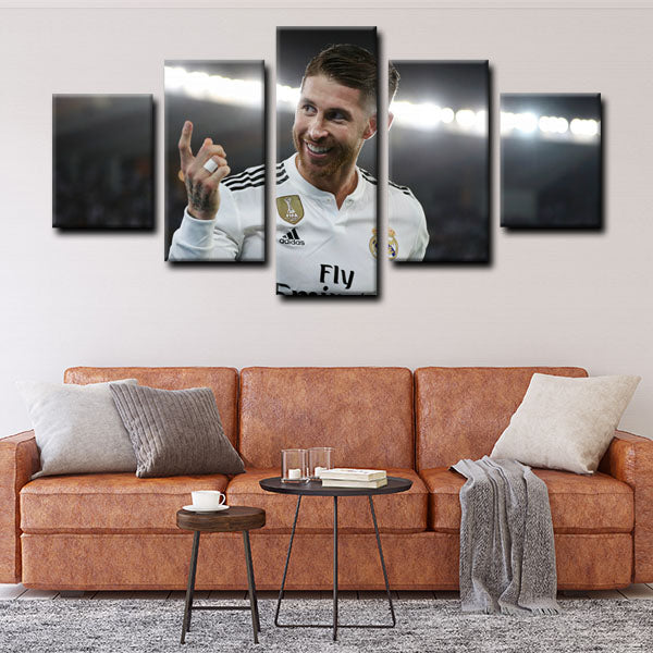 Real Madrid Cf Centre Back Carapony Sergio Ramos Canvas Wall Art