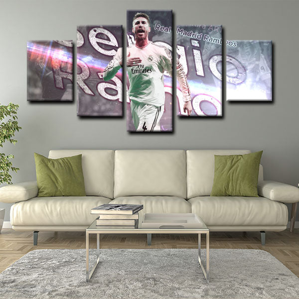 Real Madrid Cf Centre Back Carapony Sergio Ramos Shout Canvas Wall Art