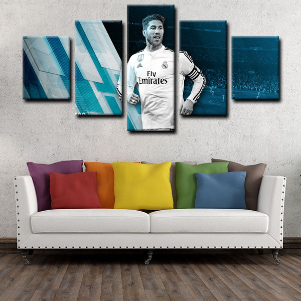 Real Madrid Cf Centre Back Carapony Sergio Ramos Player Canvas Wall Art