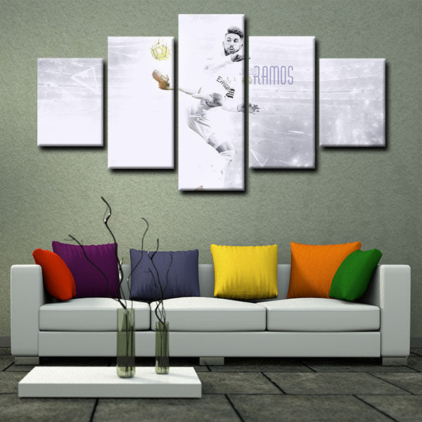 Real Madrid Cf Centre Back Culote Sergio Ramos Shooting Canvas Wall Art