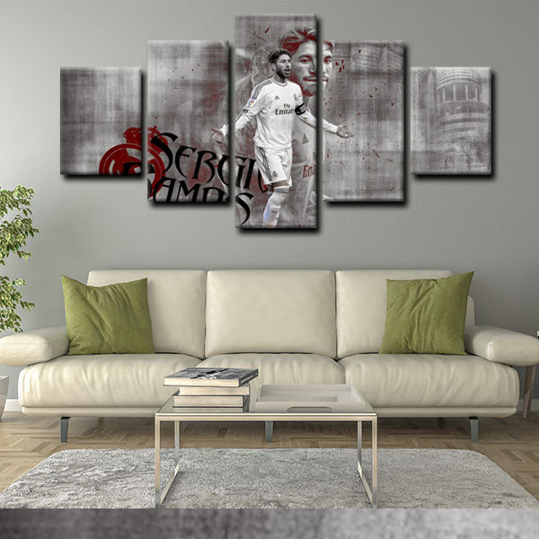 Real Madrid Cf Centre Back Cuqui Vintage Sergio Ramos Canvas Wall Art