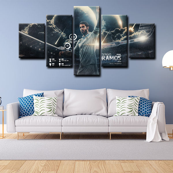 Real Madrid Cf Centre Back Cuqui Sergio Ramos Information Canvas Wall Art