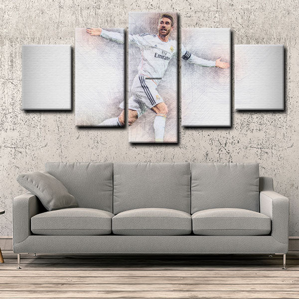 Real Madrid Cf Centre Back El Comanche Sergio Ramos Portrait Canvas Wall Art