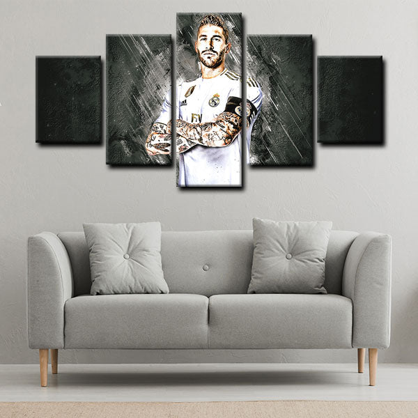 Real Madrid Cf Centre Back El Comanche Sergio Ramos Portrait Canvas Wall Art