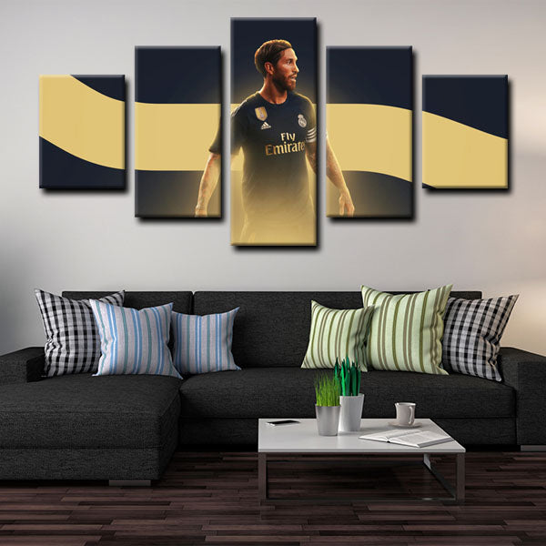 Real Madrid Cf Centre Back Rambo Sergio Ramos Shine Canvas Wall Art