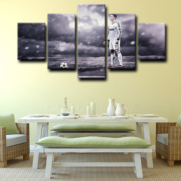 Real Madrid Cf Forward Cristiano Ronaldo With Ball Canvas Wall Art