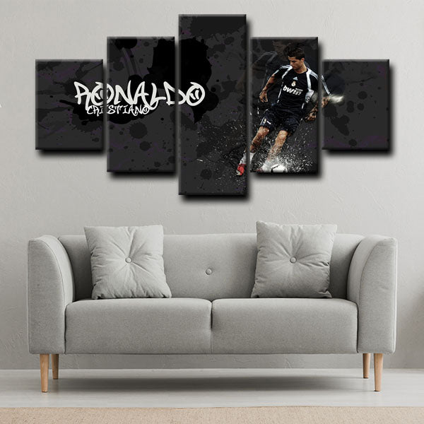 Real Madrid Cf Forward Cr7 Cristiano Ronaldo Fame Canvas Wall Art