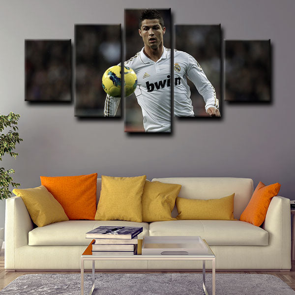 Real Madrid Cf Forward Cr7 Cristiano Ronaldo Portrait Canvas Wall Art