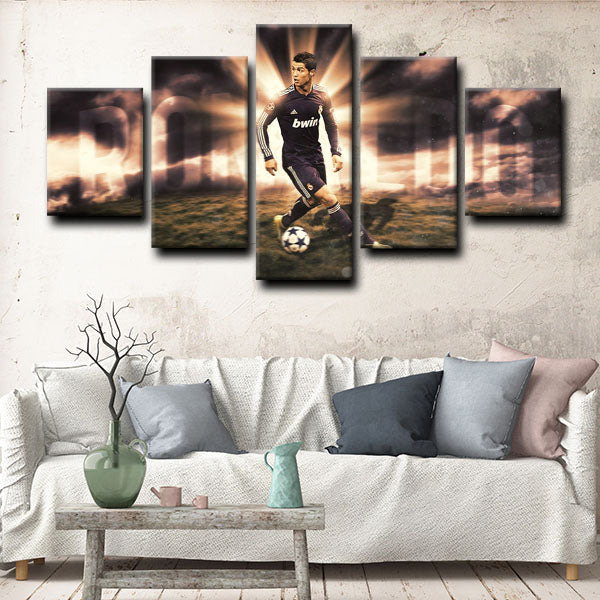 Real Madrid Cf Forward Cr7 Cristiano Ronaldo Shining Canvas Wall Art