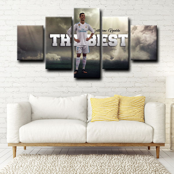 Real Madrid Cf Forward Cristiano Ronaldo On Sky Background Canvas Wall Art