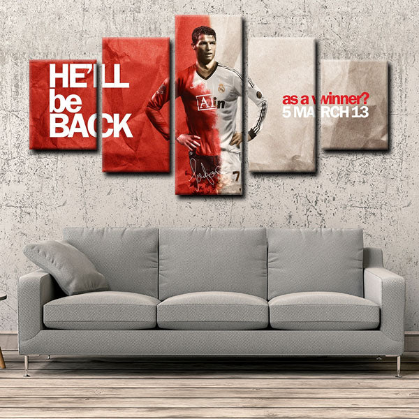 Real Madrid CF Forward Rocket Ronaldo Cristiano Ronaldo Red And White Canvas Wall Art