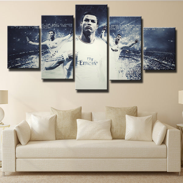 Real Madrid F.C. Cristiano Ronaldo European Golden Shoes Player Canvas Wall Art