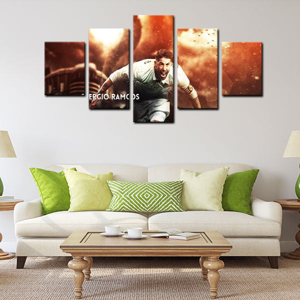Real Madrid Right Back Sergio Ramos Father Water Canvas Wall Art