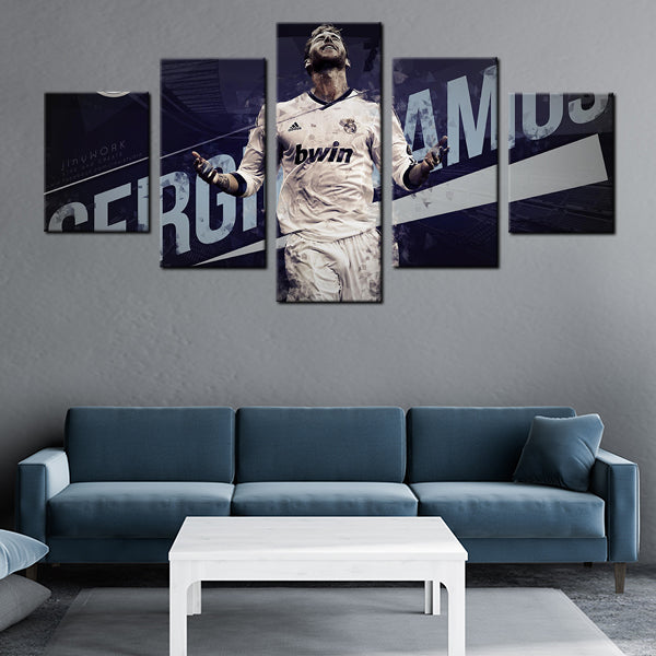 Real Madrid Right Back Sergio Ramos Father Water Canvas Wall Art