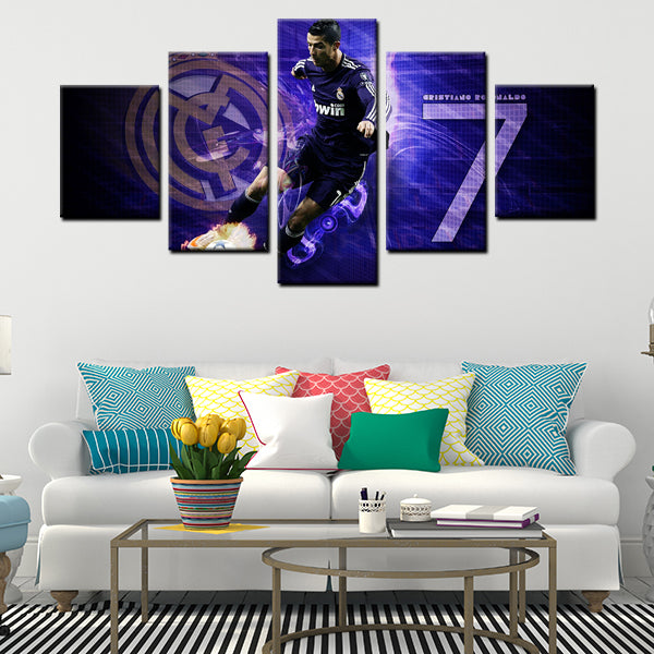 Real Madrid Striker Cr7 Ronaldo Canvas Wall Art