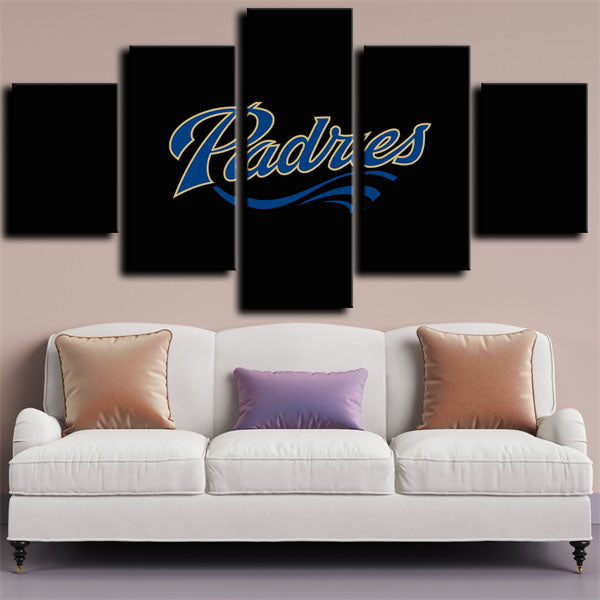 San Diego Padres Black Logo Canvas Wall Art