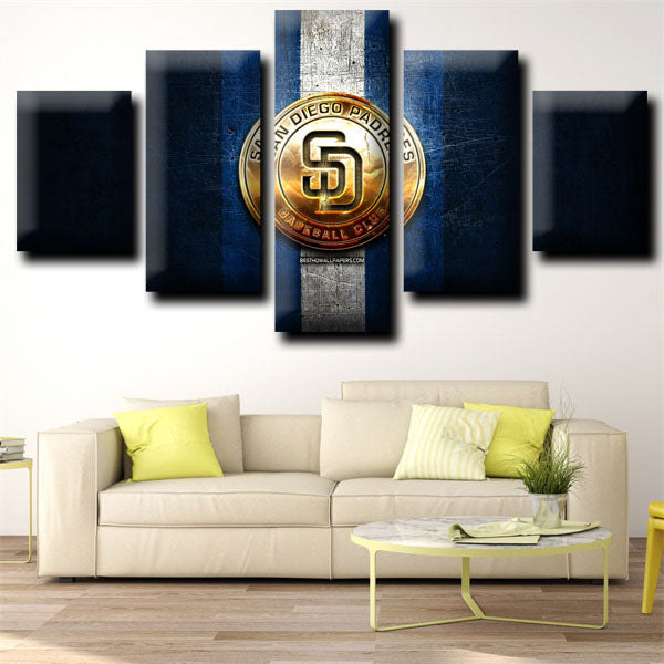 San Diego Padres Golden Logo Canvas Wall Art