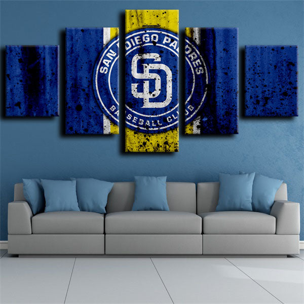 San Diego Padres Yellow And Blue Symbol Canvas Wall Art