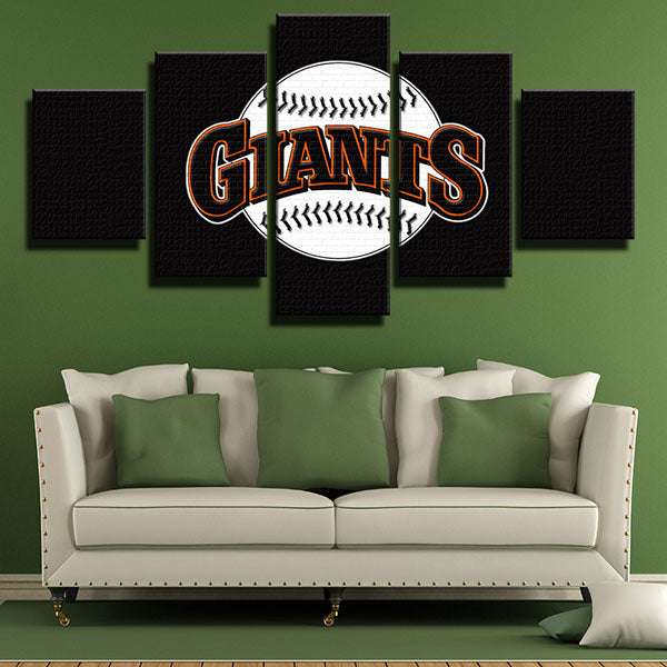 San Francisco Giants Team Standard Black Emblem Canvas Wall Art