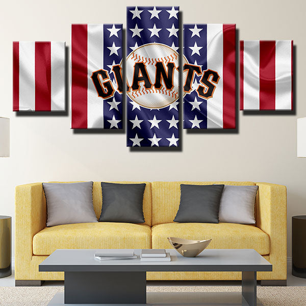 San Francisco Giants The American Flag Silk Emblem Canvas Wall Art