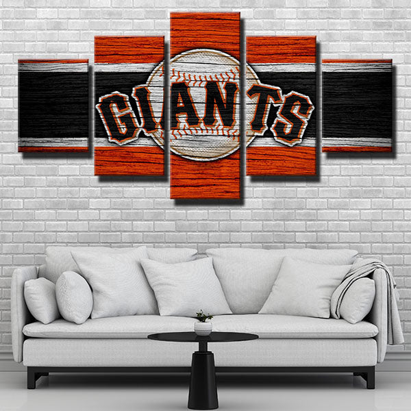 San Francisco Giants Wood Grain Emblem Canvas Wall Art