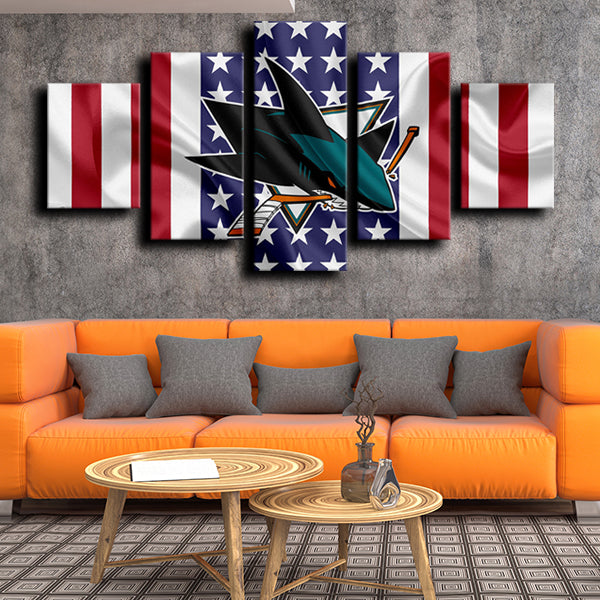San Jose Sharks Logo Badge Canvas Wall Art