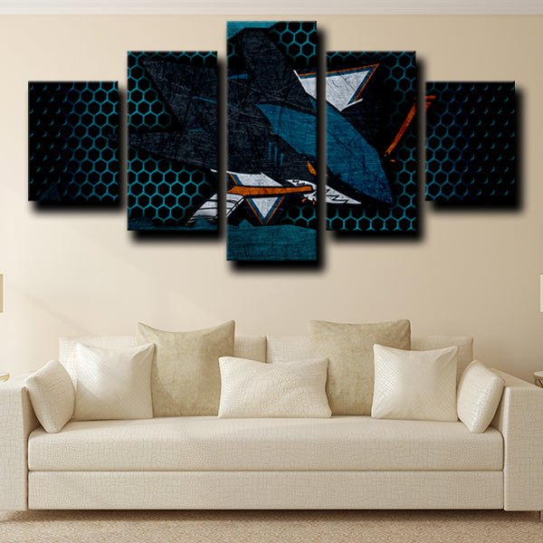 San Jose Sharks Logo Badge Dark Canvas Wall Art