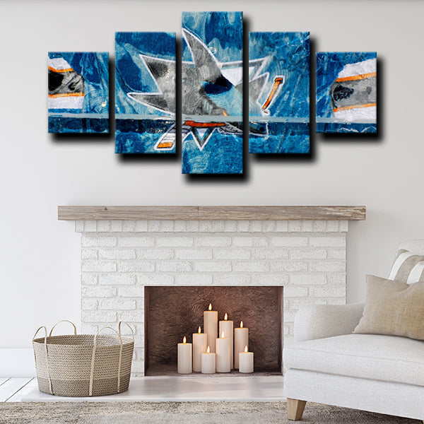 San Jose Sharks Logo Blue Canvas Wall Art