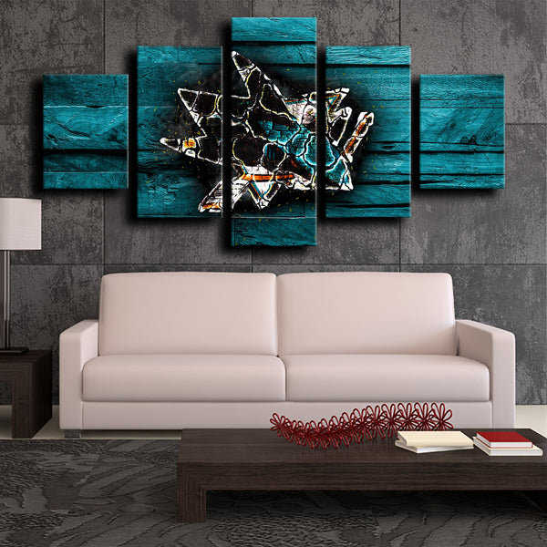 San Jose Sharks Logo Blue Canvas Wall Art