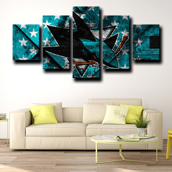 San Jose Sharks Logo Crest Canvas Wall Art