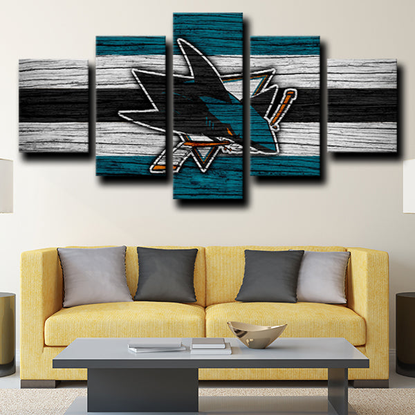San Jose Sharks Logo Emblem Canvas Wall Art