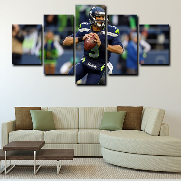 Seattle Seahawks Quarterback The Professor Russell Wilson Canvas Wall Art