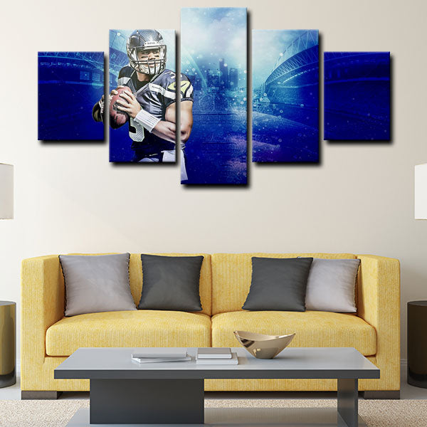 Seattle Seahawks Quarterback The Professor Russell Wilson Canvas Wall Art