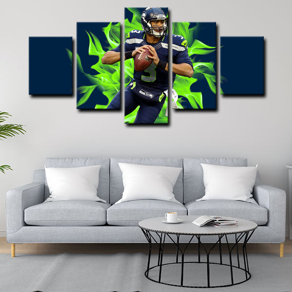 Seattle Seahawks Quarterback The Professor Russell Wilson Canvas Wall Art