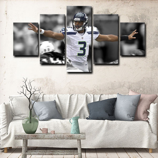 Seattle Seahawks Quarterback The Professor Russell Wilson Canvas Wall Art