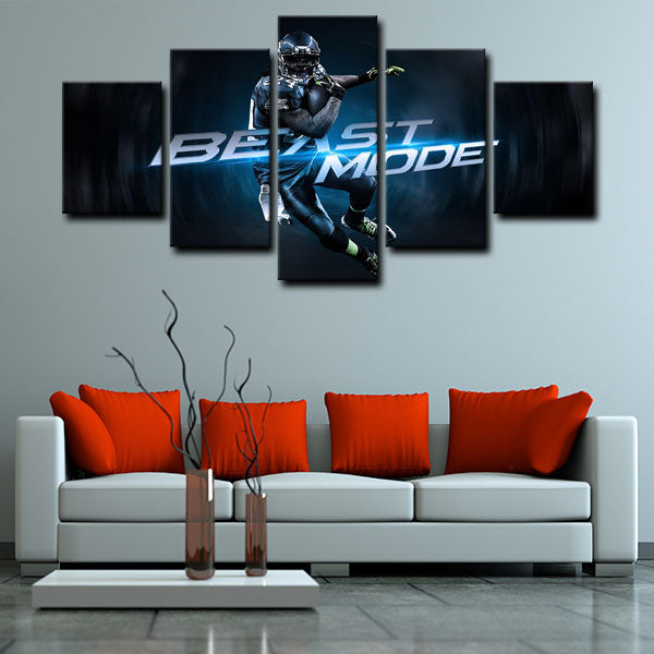 Seattle Seahawks Running Back Beast Mode Marshawn Lynch Canvas Wall Art Seattle Seahawks Running Back Beast Mode Marshawn Lynch Canvas Wall Art